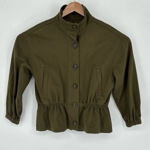 Madewell Women's Denim Blouse Sz XXS Green Button Down Long Sleeve T9